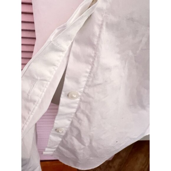 Banana Republic Size 10 Top White Sleeveless Riley Ruffle Stretch Cotton Buttons - Picture 10 of 15